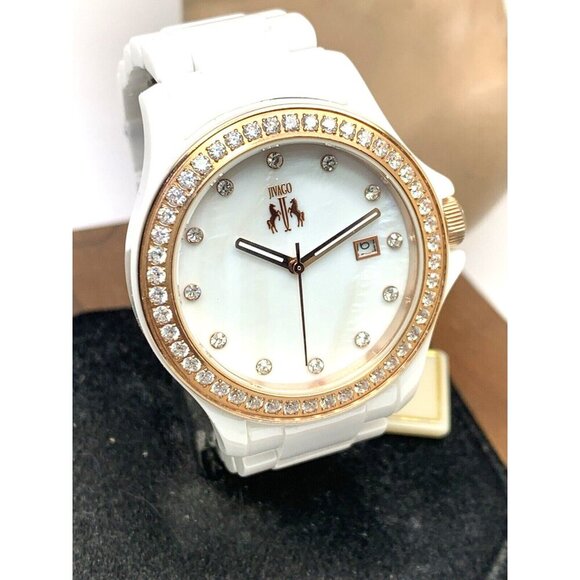 Jivago Women's Watch JV9412 Quartz Mother of Pearl Dial Rose Gold White Ceramic - Picture 13 of 14